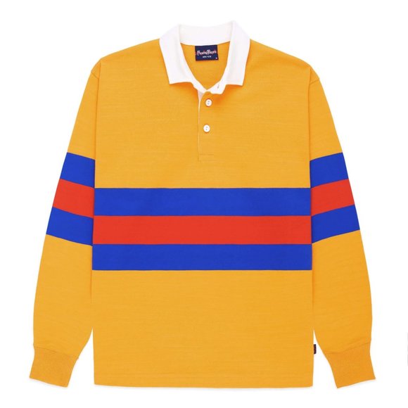 NWT Rowing Blazers 70s Stripe Yellow Blue Red Climber Rugby Jersey Shirt - Picture 1 of 2